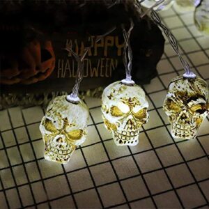 Led Skull Halloween Lights,Resin Party Battery Operated Fairy Lights Indoor Outdoor Garden Tree Decorative Wire Lights