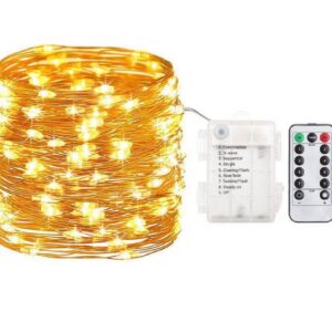 Yeaheo LED String Lights, Fairy Lights 50LED 16.4FT,Copper Wire Fariy Lights,with Battery Operated Waterproof 8 Modes Remote Control,for Bedroom,Wedding,Party,Room Decor (Warm White 16.4FT 50LEDS)