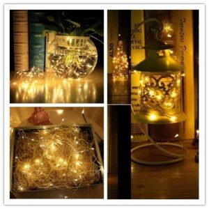 Yeaheo LED String Lights, Fairy Lights 50LED 16.4FT,Copper Wire Fariy Lights,with Battery Operated Waterproof 8 Modes Remote Control,for Bedroom,Wedding,Party,Room Decor (Warm White 16.4FT 50LEDS)