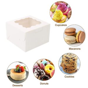 AISEY 4x4x2.5 Inches White Bakery Boxes with Window, Cookie Boxes, Mini Cake Boxes, Dessert, Pastry, Small Treat Boxes, 20 Pcs