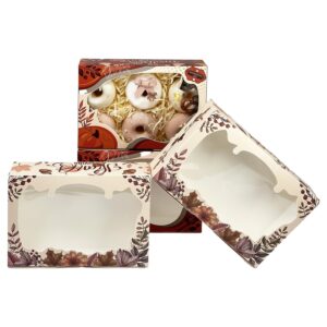 Thanksgiving Bakery Boxes with Window 9x6x2.5 inches Pastry Boxes Mini Cookie Boxes for Festival Bakerys Thick & Sturdy （24 Packs）