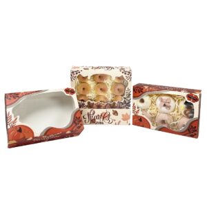 Thanksgiving Bakery Boxes with Window 9x6x2.5 inches Pastry Boxes Mini Cookie Boxes for Festival Bakerys Thick & Sturdy （24 Packs）