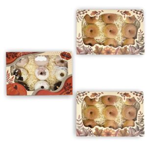 Thanksgiving Bakery Boxes with Window 9x6x2.5 inches Pastry Boxes Mini Cookie Boxes for Festival Bakerys Thick & Sturdy （24 Packs）