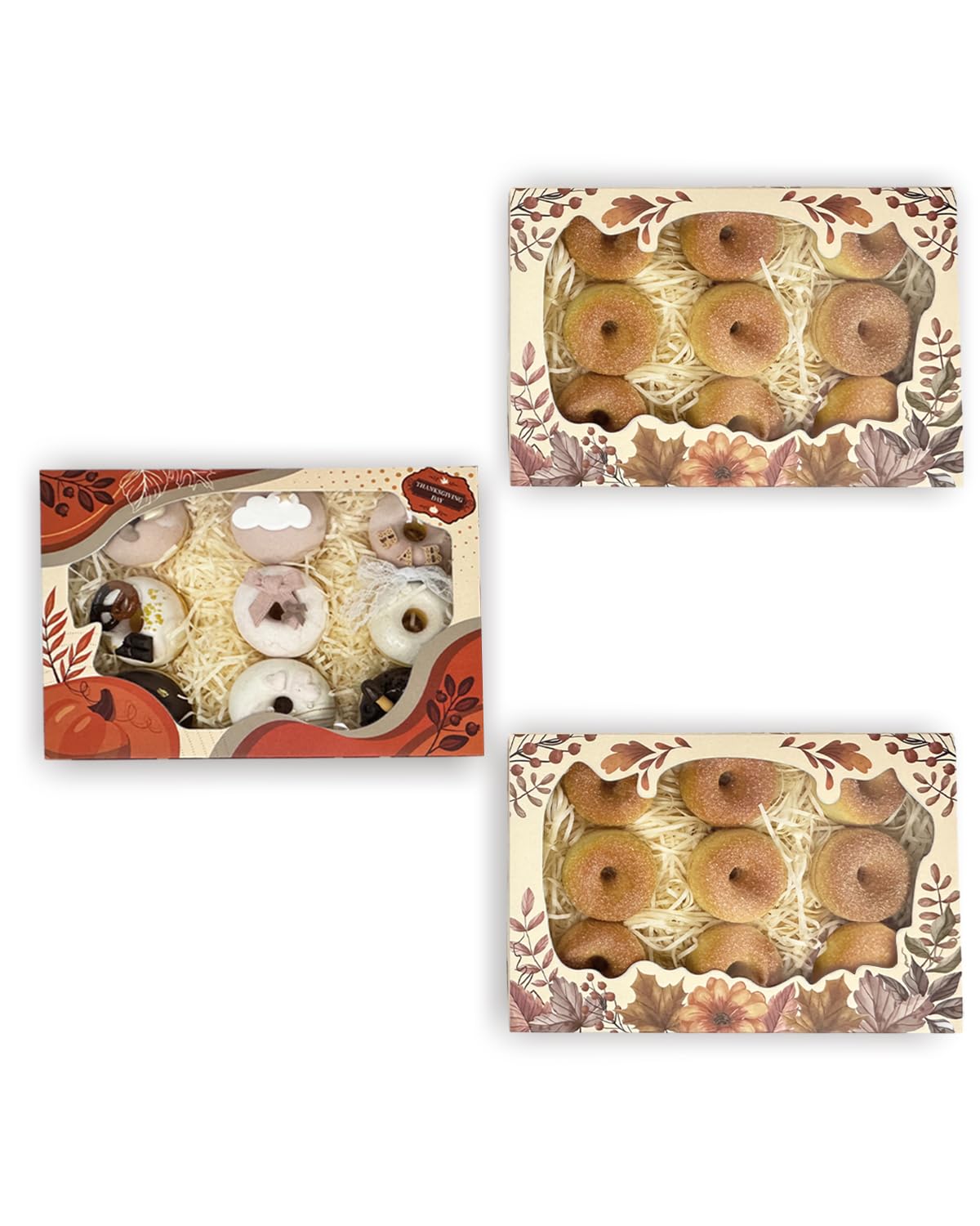 Thanksgiving Bakery Boxes with Window 9x6x2.5 inches Pastry Boxes Mini Cookie Boxes for Festival Bakerys Thick & Sturdy （24 Packs）