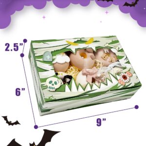 Halloween Bakery Boxes with Window 9x6x2.5 inches Pastry Boxes Mini Cookie Boxes for Festival Bakerys Thick & Sturdy （24 Packs）