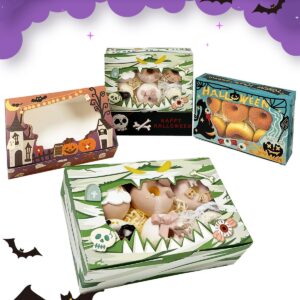 Halloween Bakery Boxes with Window 9x6x2.5 inches Pastry Boxes Mini Cookie Boxes for Festival Bakerys Thick & Sturdy （24 Packs）