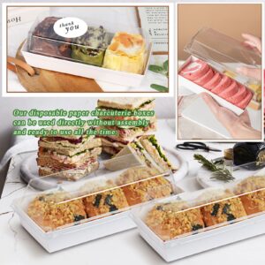 Cmkura 50 Pack White 4.7" Rectangular Disposable Paper Charcuterie Boxes Food Containers Bakery Boxes for Cake, Cookies, Sandwich (Small Size)