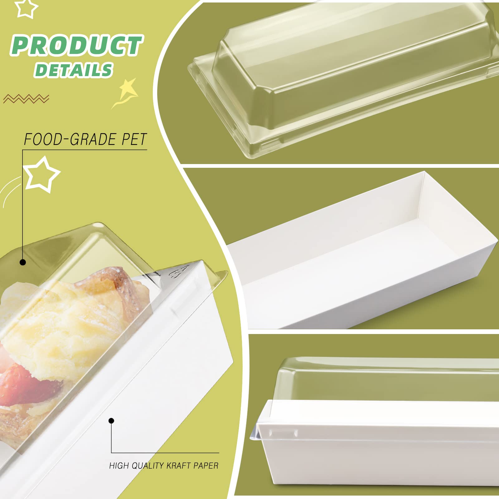 Cmkura 50 Pack White 4.7" Rectangular Disposable Paper Charcuterie Boxes Food Containers Bakery Boxes for Cake, Cookies, Sandwich (Small Size)