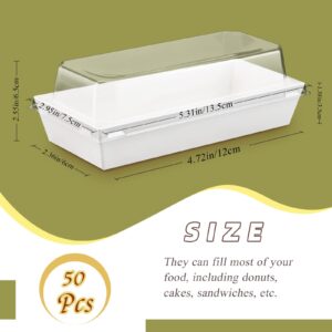 Cmkura 50 Pack White 4.7" Rectangular Disposable Paper Charcuterie Boxes Food Containers Bakery Boxes for Cake, Cookies, Sandwich (Small Size)