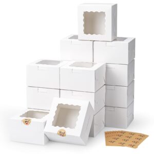 moretoes 80pcs small cookie boxes 4x4x2.5in white bakery boxes with window treat boxes cake boxes for dessert pastry macaron