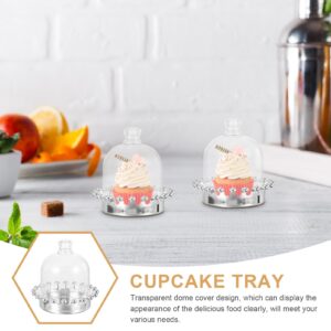 UPKOCH 12pcs Candy Box Cake Covers and Cake Containers Mini Dessert Plates Mini Cupcake Holder Cake Plate with Dome Cake Tray with Lid Cake Stand with Dome Clear Cake Stand Dome Lids