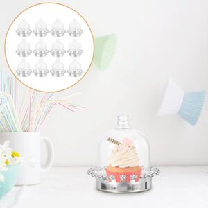 UPKOCH 12pcs Candy Box Cake Covers and Cake Containers Mini Dessert Plates Mini Cupcake Holder Cake Plate with Dome Cake Tray with Lid Cake Stand with Dome Clear Cake Stand Dome Lids