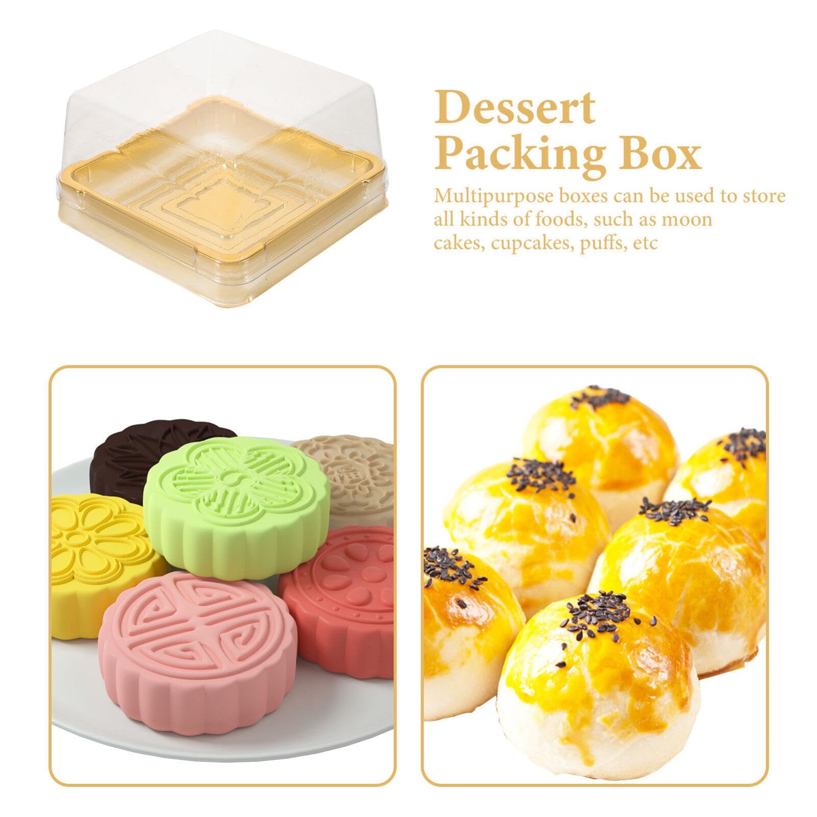 Healifty 50pcs Boxes Cookie Muffin Boxes Cake Container with Lids Cake Containers with Lids Individual Cupcake Containers Moon Cake Dome Boxes Cake Dessert Container Moon Cake Containers