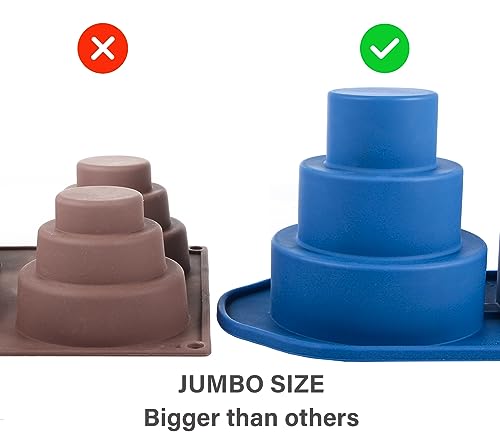 Webake Mini 3 Tier Cake Pan, Silicone Tier Cake Molds, 2 Pack Blue Molds for Small Smash Cake Cupcake for Birthday, Baby Shower, Wedding, 3.8 Inch Dia