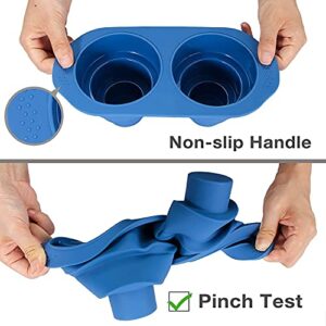 Webake Mini 3 Tier Cake Pan, Silicone Tier Cake Molds, 2 Pack Blue Molds for Small Smash Cake Cupcake for Birthday, Baby Shower, Wedding, 3.8 Inch Dia