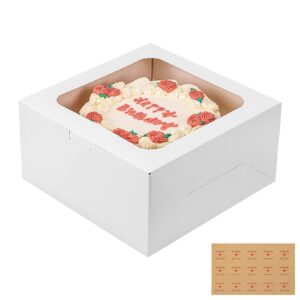 moretoes 15pcs 10x10x5in cake boxes with window, white bakery boxes cajas pasteles, bundt cake boxes for cake cupcake pie dessert pastries, wedding