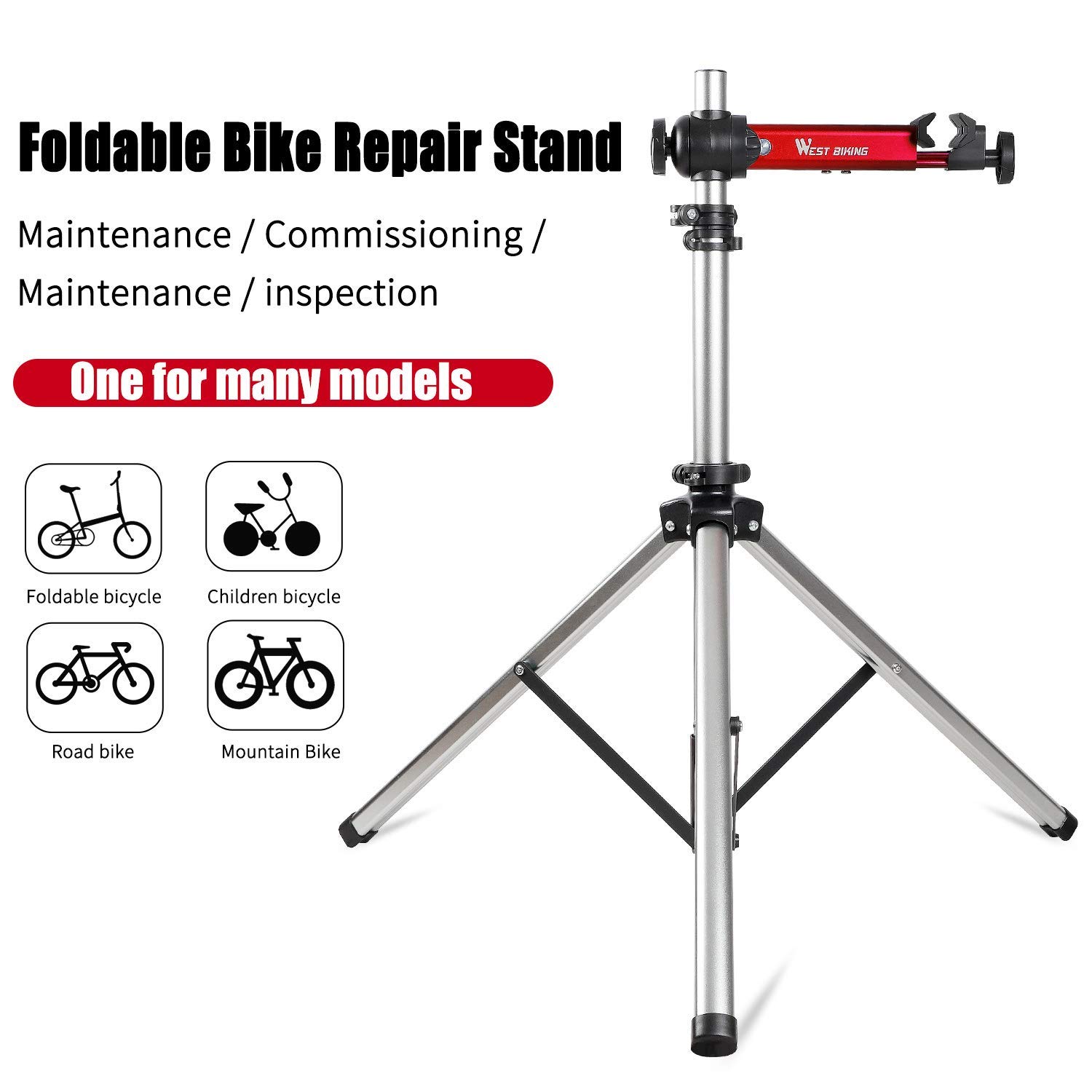 West Biking Bike Repair Stand(Max 85 Lbs) - Adjustable Foldable Bike Workstand With Quick Release,Bicycle Maintenance Rack Workstand For Home Mechanics,Tripod Base Park Tool Repair Stand