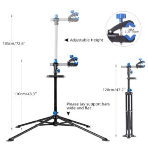 ROCKBROS Bike Repair Stand Bicycle Maintenance Rack Bike Stand for Maintenance Height Adjustable Foldable Bike Repair Mechanic Stand with Tool Tray for Mountain Road Bikes