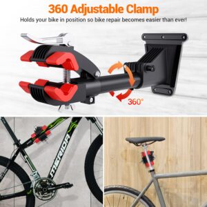 Sportneer Bike Repair Stand: 360 Rotatable Wall Mounted Removable Bike Clamp - Adjustable Home Bicycle Maintenance Stand with 2 Mounting Plates for Diameter of 1-1.6’’ Bicycle