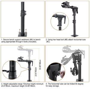 CHEPARK Bike Repair Stand (Max 88lbs) - Bench Mount Bike Stand Rack Workstand - E bike Repair Stand Shop Home Mechanics for Mountain Bike and Road Bike