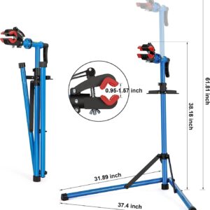 yoyomax Bike Repair Stand-Bike Repair Stand, bike stand repair w/Welded Clamp Head, Max 55 lb, Quick Release Devices, Ideal for two driven bicycles, fat bikes, e-bikes , Blue