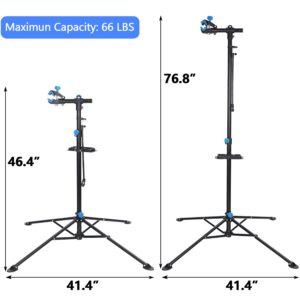 HomGarden Pro Mechanic Bicycle/Bike Repair Stand Maintenance Rack with Tool Tray Foldable Extensible Bike Workshop Stand Adjustable Height 42.5"-74", Steel