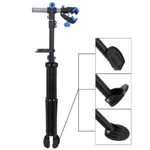 JungleA Portable Mechanic Bike Repair Stand Height Adjustable 42.5 to 74 inch Cycle Rack Bicycle Workstand w/Telescopic Arm, Tool Tray & Balancing Pole