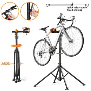 teraysun Bike Repair Stand (Max 66lbs) - Foldable Bike Workstand with Tool Tray , Shop Home Mechanics for Mountain Bicycle and Road Bike