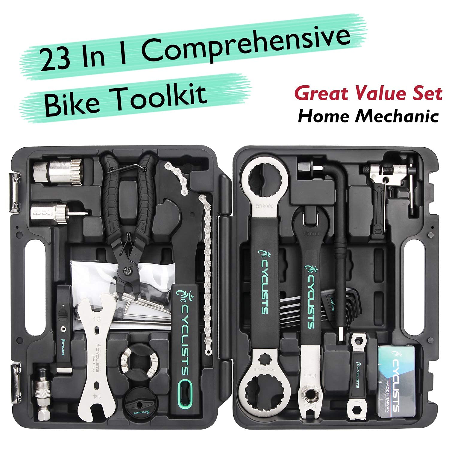 CXWXC Bicycle Repair Stand Height Adjustable + 23 Piece Bike Tool Kit Set