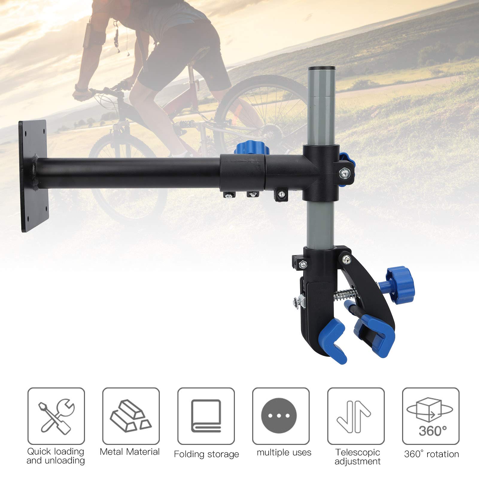 Tefola Bicycle Repair Rack, Bike Repair Stand Wall Mount Rack Bicycle Height Adjustable Clamp Maintenance Workstand