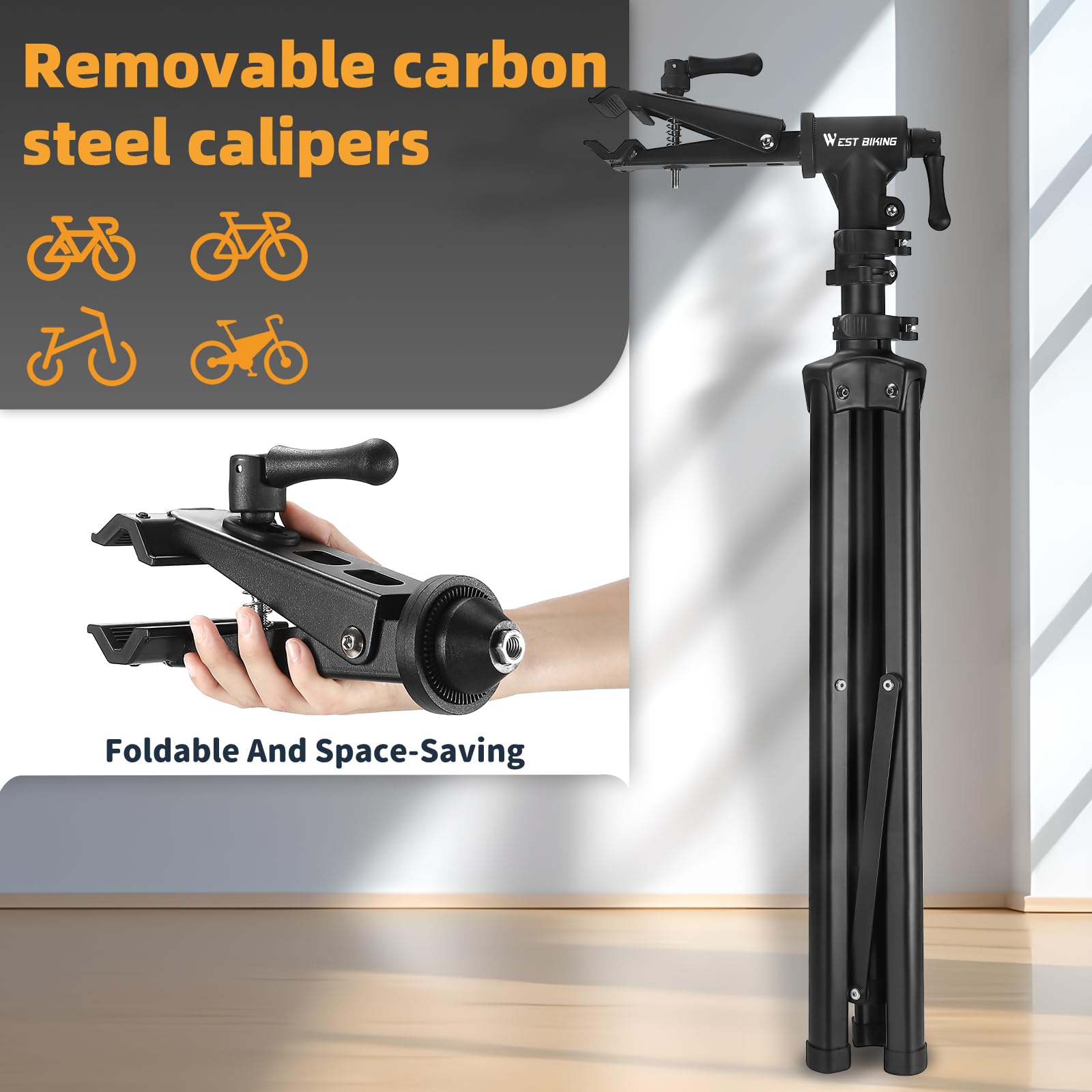 West Biking Bike Repair Stand,Heavy Duty Foldable Home Bike Workstands,Height Adjustable Bike Maintenance Stand, Portable Aluminum Bicycle Repair Stand For Heavy E Bike, Mountain Bike, Road Bike etc