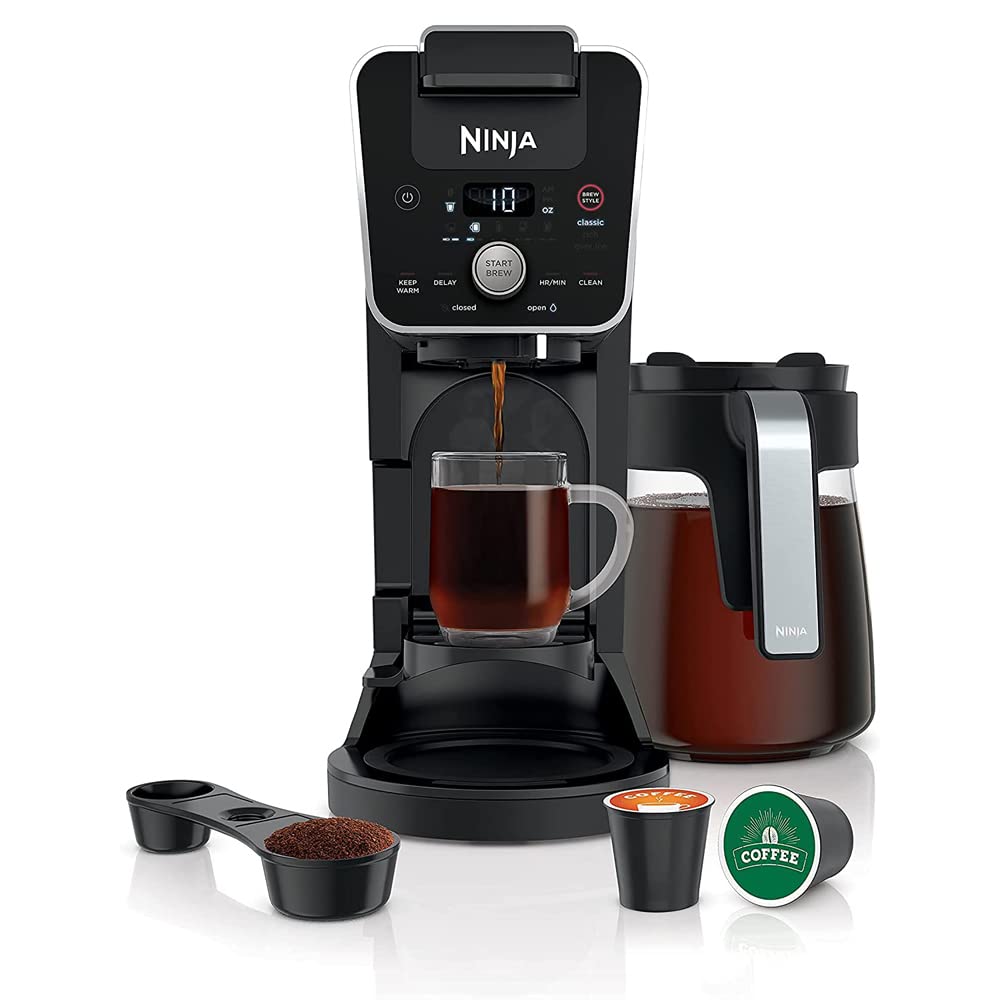 Ninja CFP201 DualBrew 12-Cup Drip, Single-Serve Coffee Maker (Renewed) Bundle with 3 YR CPS Enhanced Protection Pack