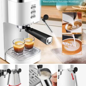 Gevi Coffee Servers 20 Bar High Pressure Espresso Machines, Expresso Coffee Machine with Milk Frother for Espresso, Latte Macchiato, Cuppuccino,1.2L Water Tank, 1350W