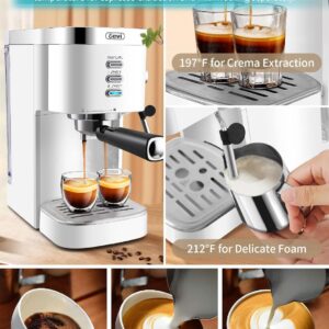 Gevi Coffee Servers 20 Bar High Pressure Espresso Machines, Expresso Coffee Machine with Milk Frother for Espresso, Latte Macchiato, Cuppuccino,1.2L Water Tank, 1350W