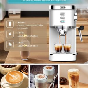 Gevi Coffee Servers 20 Bar High Pressure Espresso Machines, Expresso Coffee Machine with Milk Frother for Espresso, Latte Macchiato, Cuppuccino,1.2L Water Tank, 1350W