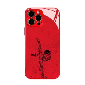 Akatxezy Baki Hanma Anime Role Phone Case - Showcase Your Individuality - TPU Tempered Glass Manga Cover Distinctive Protective Shell for iPhone 14 Pro Max