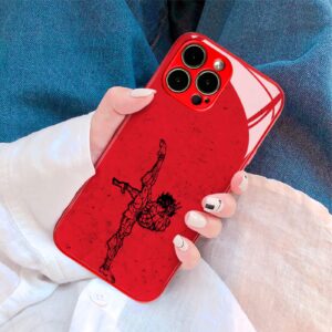 Akatxezy Baki Hanma Anime Role Phone Case - Showcase Your Individuality - TPU Tempered Glass Manga Cover Distinctive Protective Shell for iPhone 14 Pro Max