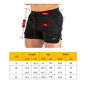 Surenow Mens Running Gym Shorts 3 Inch Breathable Lightweight Athletic Sport Shorts Training Workout Shorts with Pockets Black