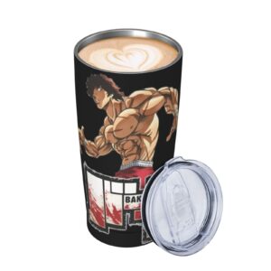 RedVos Anime Baki The Grappler Hanma Baki Band Stainless Steel Mug With Lid And Straw Adult Fashion Coffee Cup 20oz