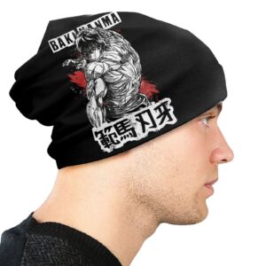 Anime Baki The Grappler Baki Hanma Beanie Hat for Men and Women Summer Thin Hats Knit Skull Black