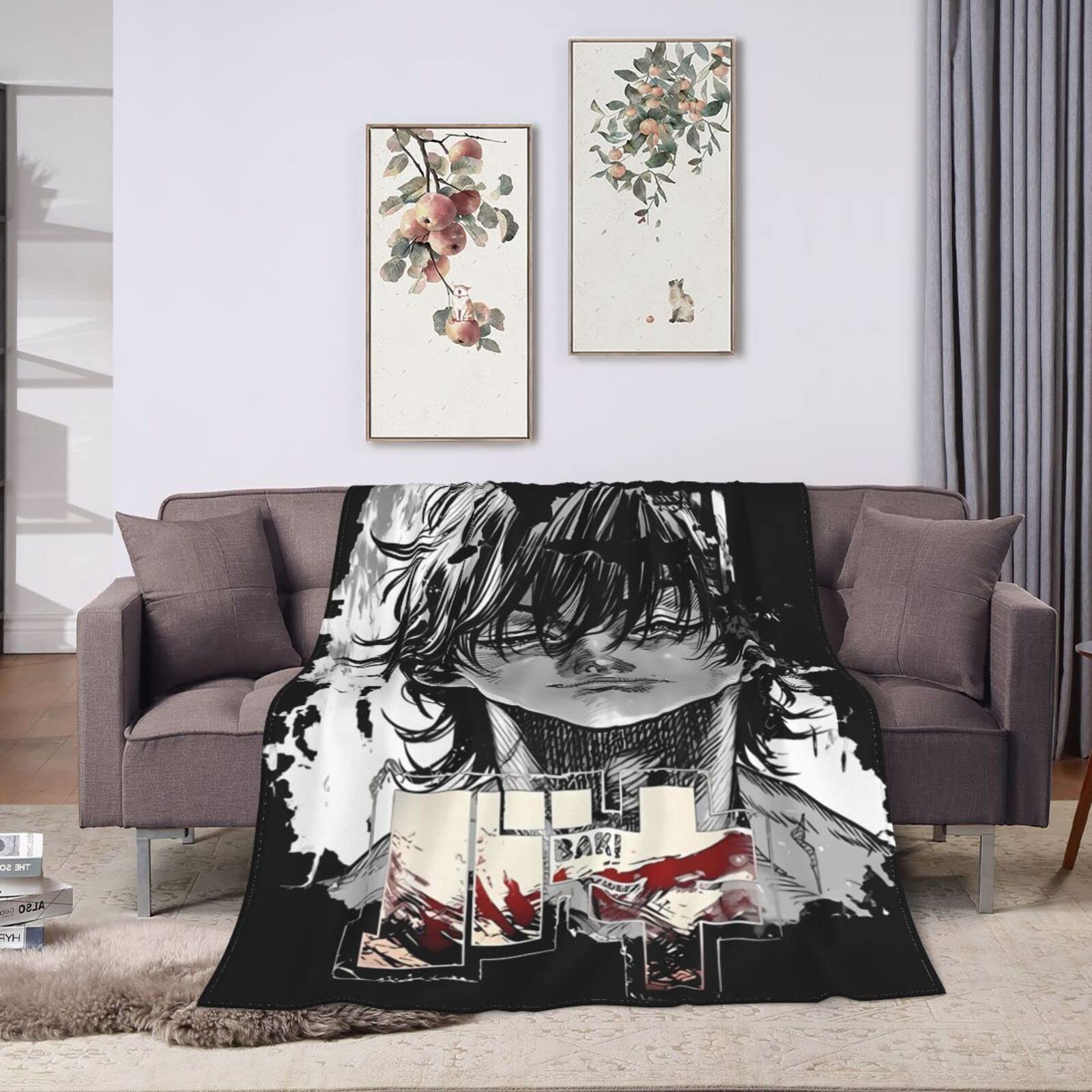 Anime Baki The Grappler Baki Hanma Throw Blanket Ultra-Soft Micro Fleece Cozy Warm Suitable for All Living Rooms/Bedrooms/Sofa 40"X30"