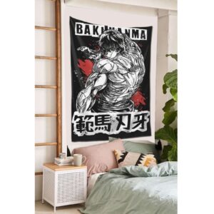 Flokoo Anime Baki The Grappler Baki Hanma Tapestry Wall Art Decor Hanging For Living Room Dorm Kitchen Bedroom Home 40x60 Inch