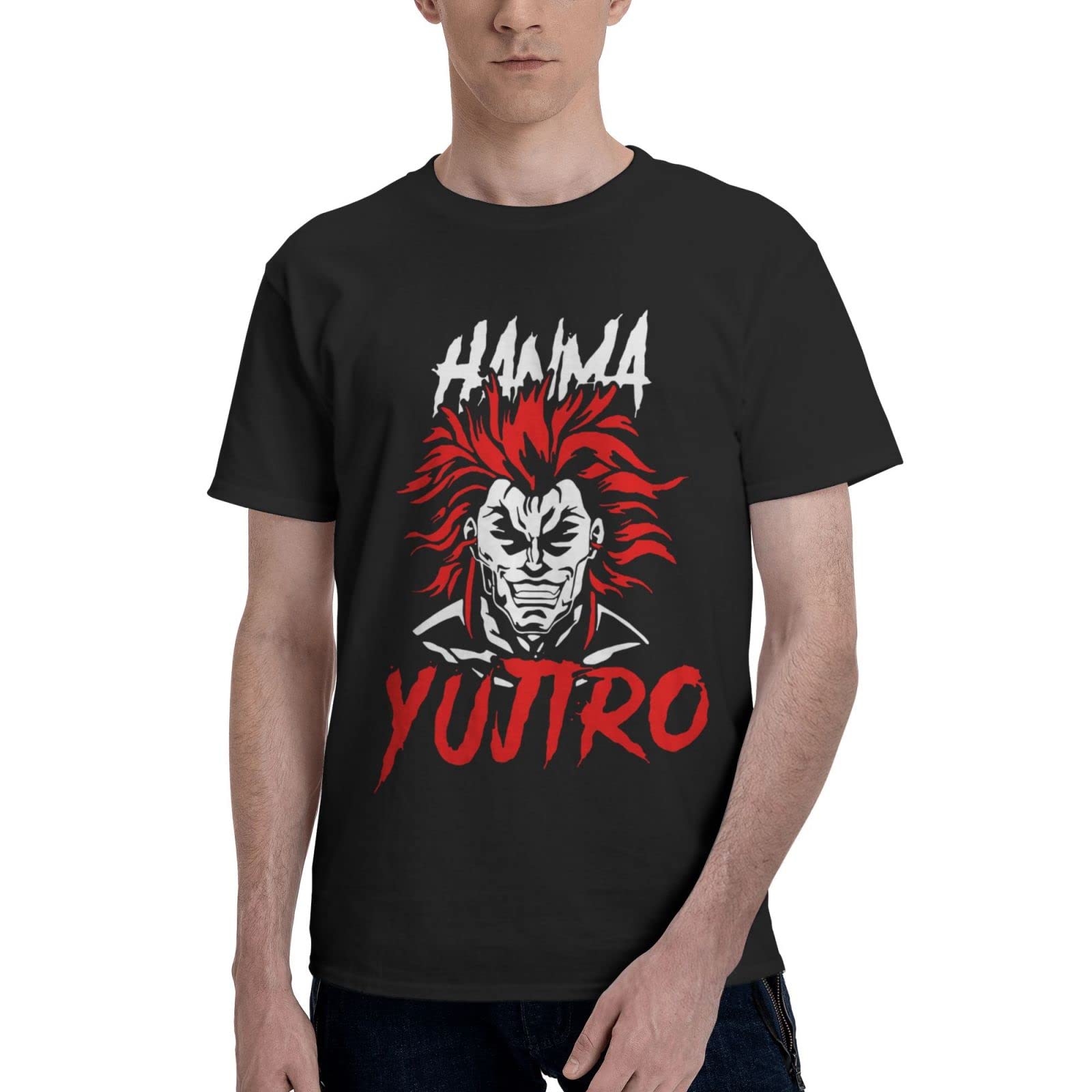 Anime Baki The Grappler Yujiro Hanma T Shirt Man's Summer Cotton Tee Comfort O-Neck Short Sleeve Clothes Black