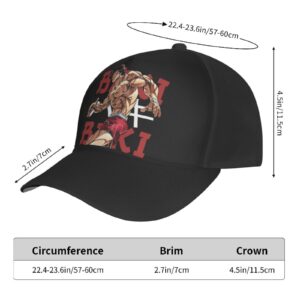 Anime Baki The Grappler Baki Hanma Baseball Cap Unisex Adjustable Casual Chapeau Outdoor Sports Caps Black