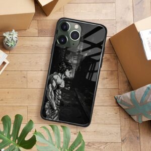 Japanese Anime Shockproof Soft Silicone Cover Protective Shell Manga Pattern Glass Phone Cases (for iPhone 13 Pro,Baki Hanma)