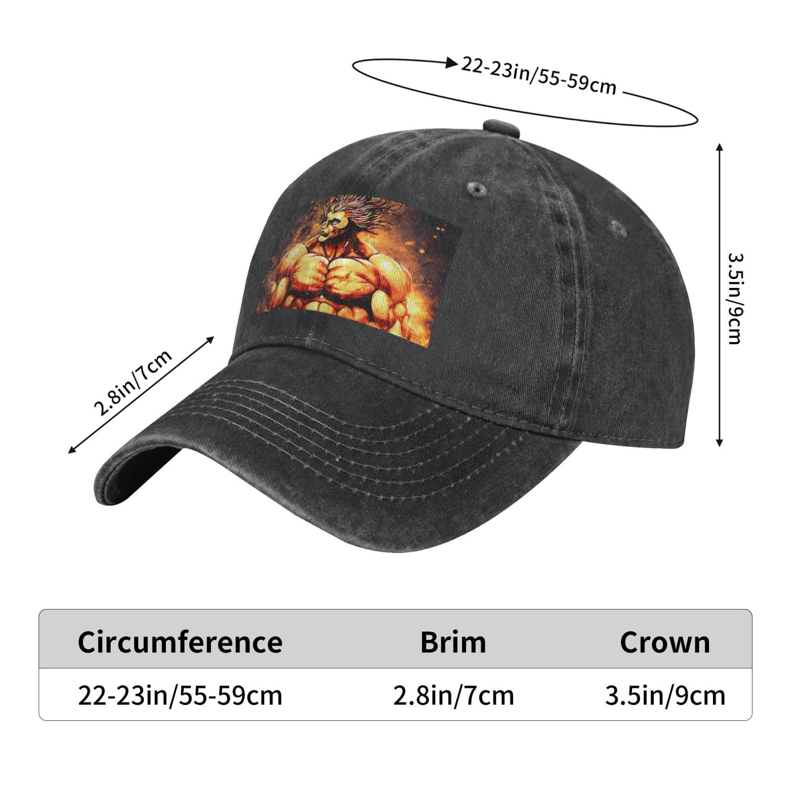 Anime Baki The Grappler Yujiro Hanma Baseball Cap Unisex Adjustable Casual Chapeau Outdoor Sports Caps Black