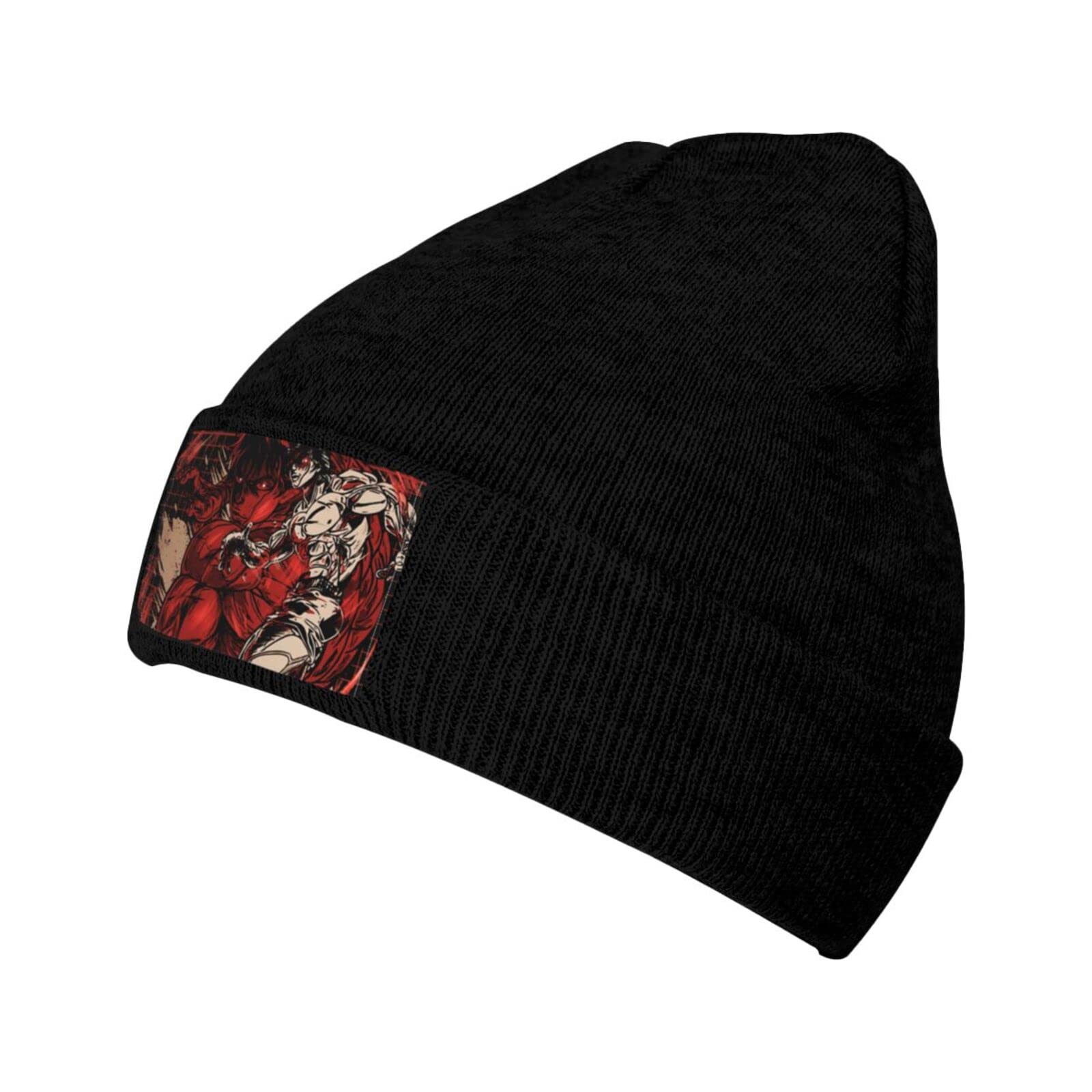 Baki The Grappler Knit Hat Winter Ski Warm Knitted Caps Plain Cuffed Beanie for Men Women Black