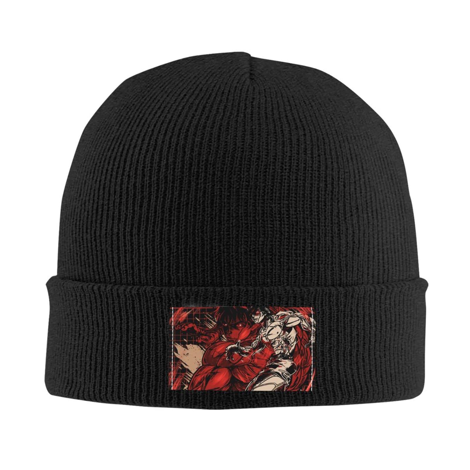 Baki The Grappler Knit Hat Winter Ski Warm Knitted Caps Plain Cuffed Beanie for Men Women Black