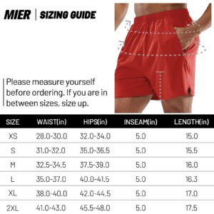 MIER Men's Workout Running Shorts Lightweight Athletic Sports Shorts, Quick Dry, Red, M