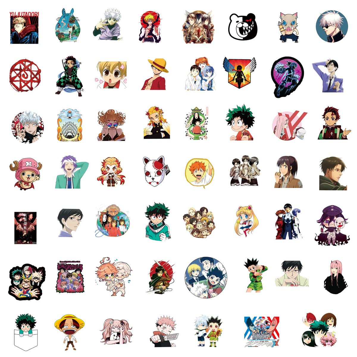 200PCS Anime Stickers Mixed Pack,Trendy Various Manga Stickers Vinyl Decals for Hydroflask Water Bottles Book MacBook Laptop Phone Case